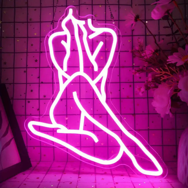 Pink neon body sign light for home decor