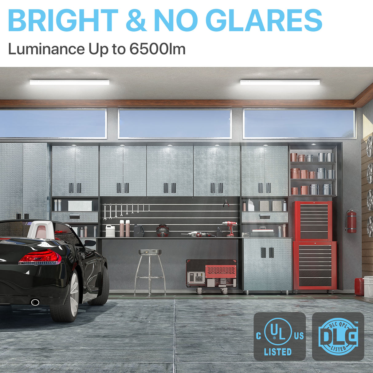 Bright and No Glare LED Linear Strip Light in Garage