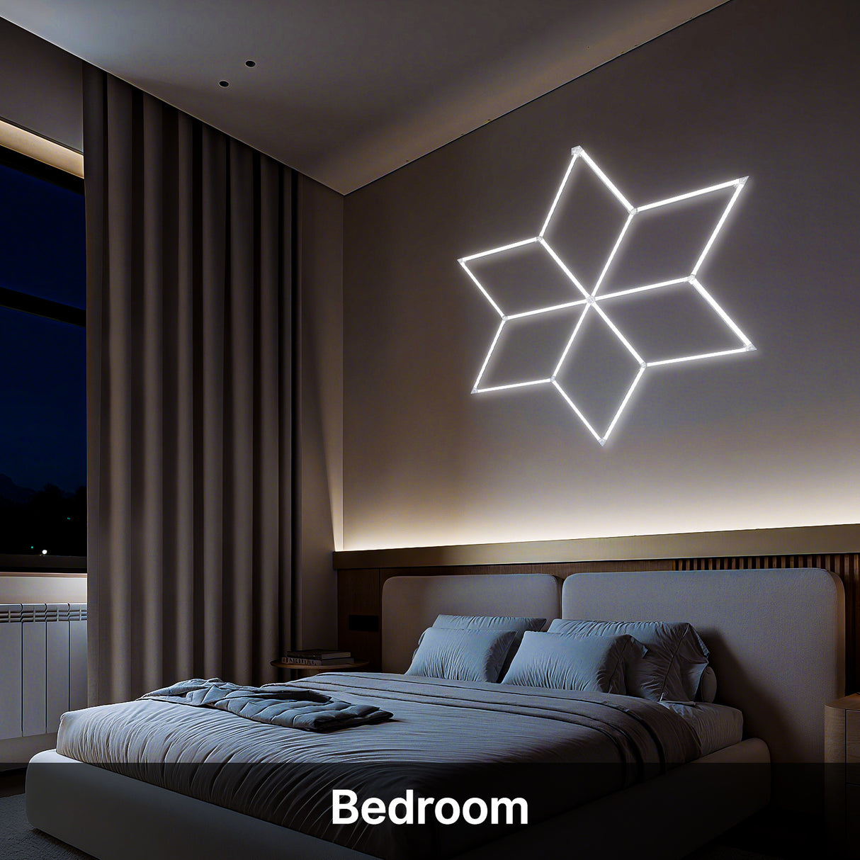 Geometric LED light - bedroom