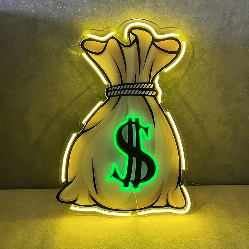 Dollar Money Bag Neon Sign Light