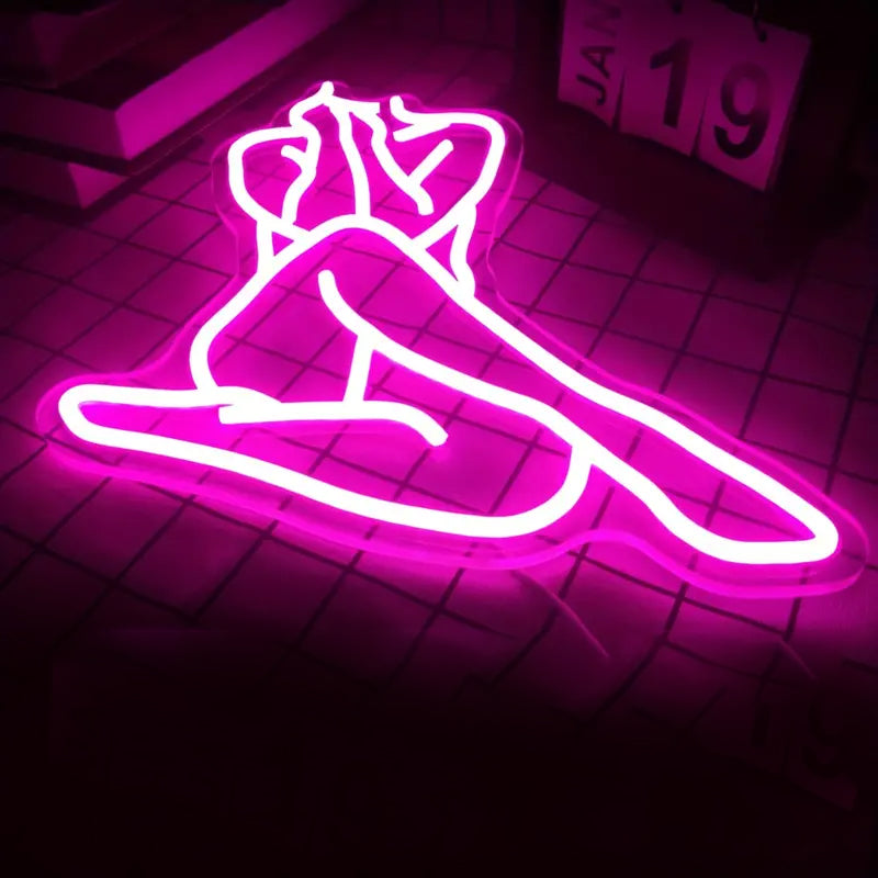 Pink neon body sign light for home decor