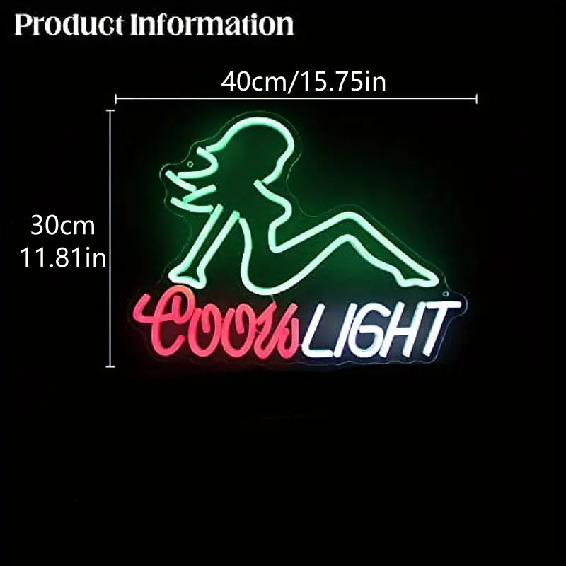 Coors Light neon sign, neon woman silhouette