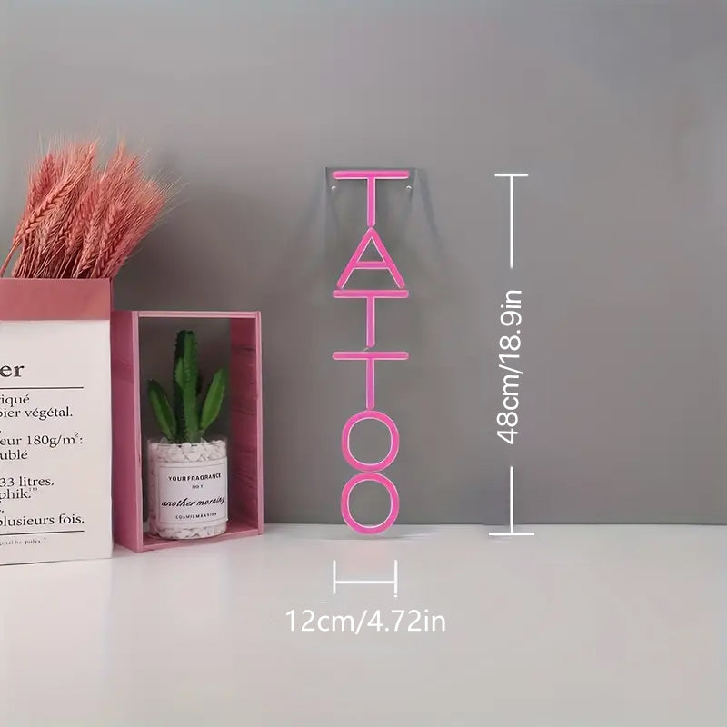 Pink LED Tattoo Neon Sign, decor