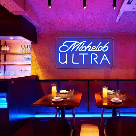Michelob Ultra Neon Sign in a Bar