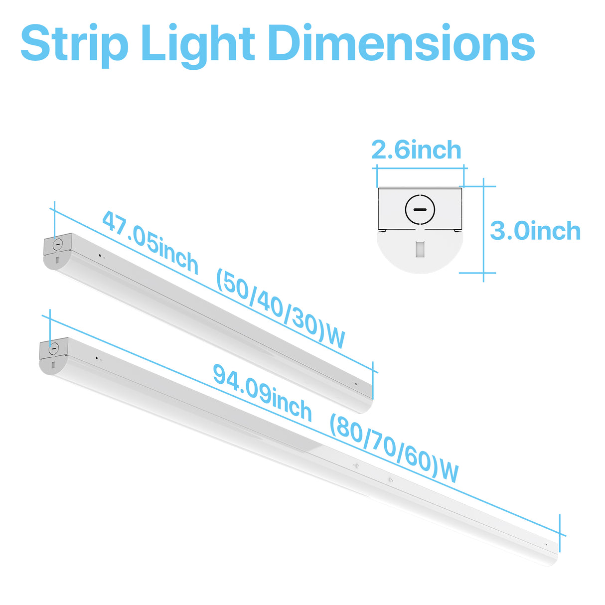LJ Series LED Linear Strip Light Dimensions