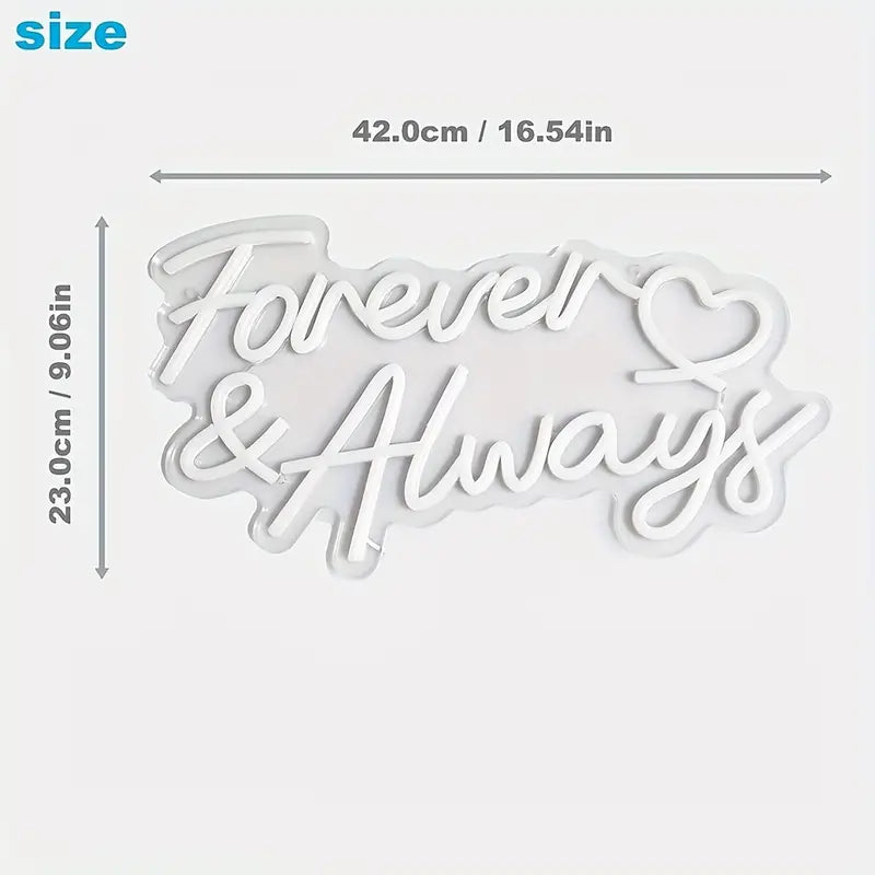 Forever & Always Neon Sign - Product Dimensions
