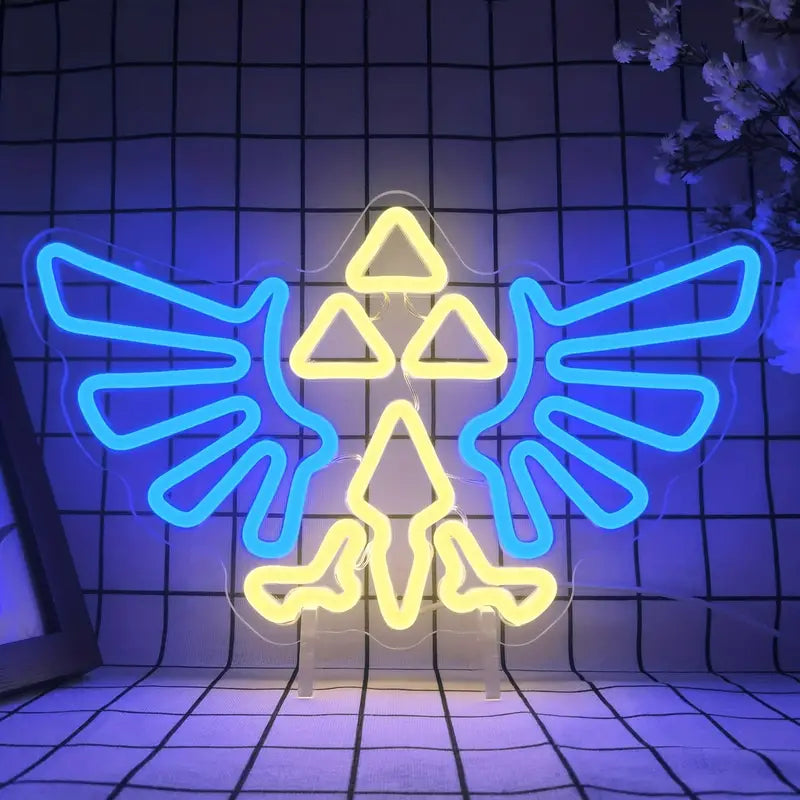 Wings LED Neon Sign, Blue and Yellow Neon Lights, Gaming Room Decor