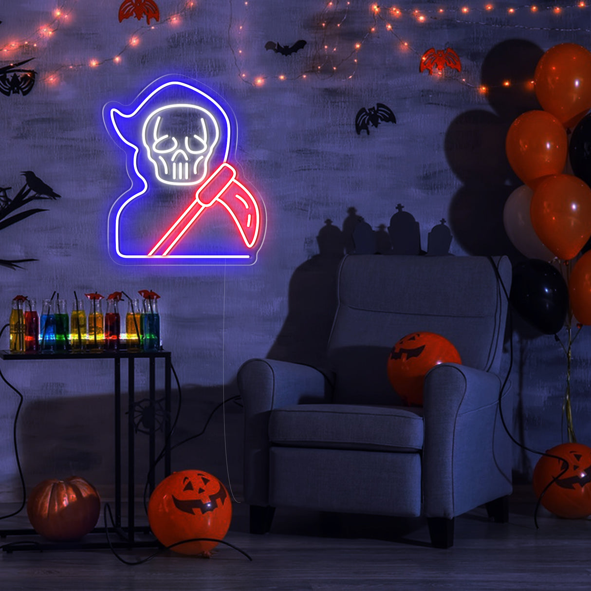 Grim Reaper LED Neon Sign - Halloween Decor