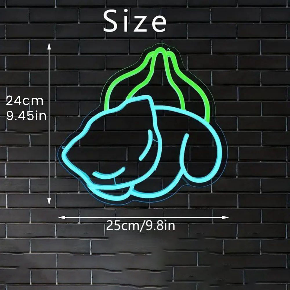 Bulbasaur neon sign size, 24cm x 25cm