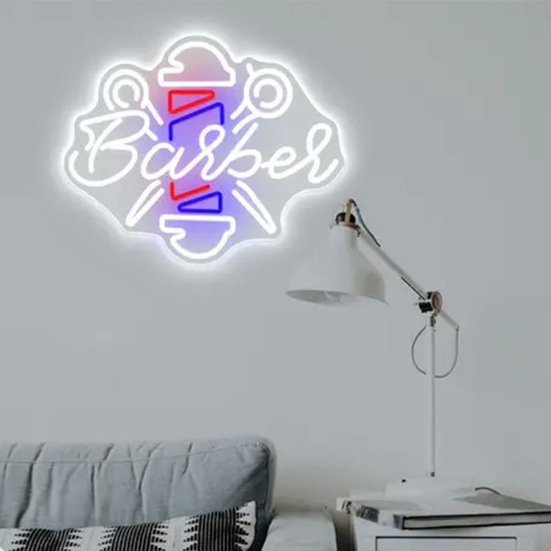 Barber neon sign on the wall, Barber shop decoration