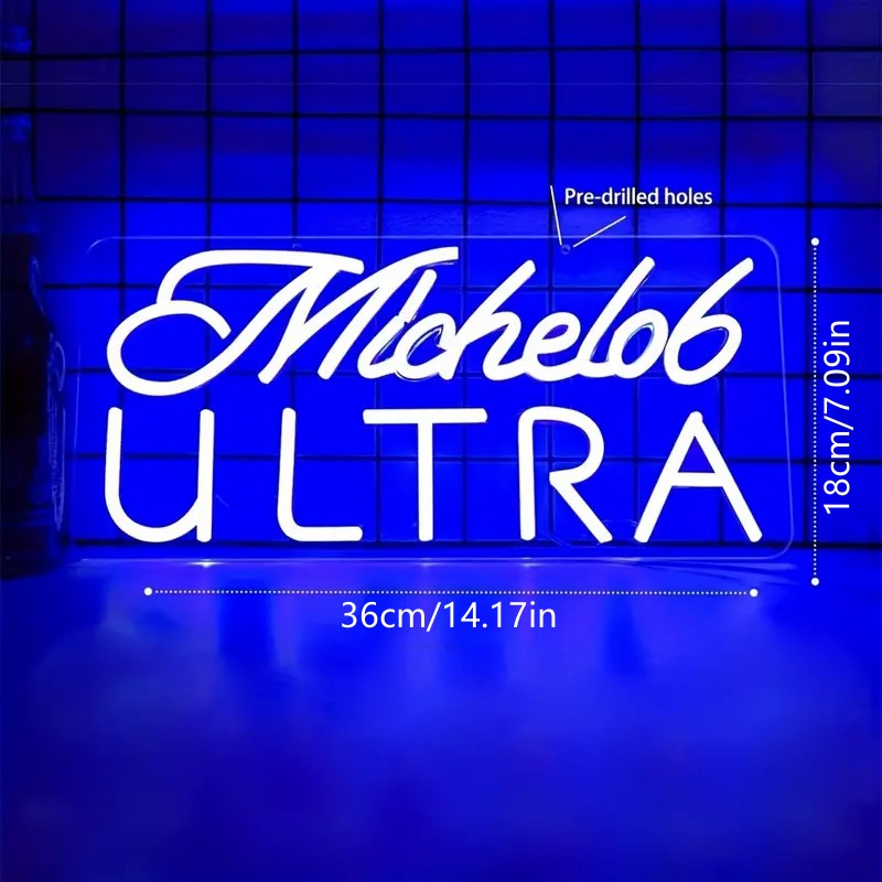 Michelob Ultra LED Neon Sign with dimensions