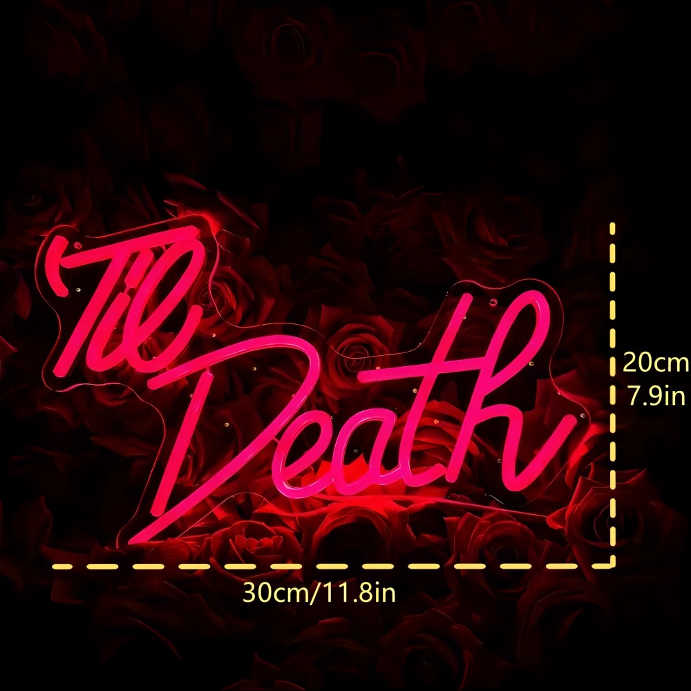 Pink "Til Death" neon sign for home decor