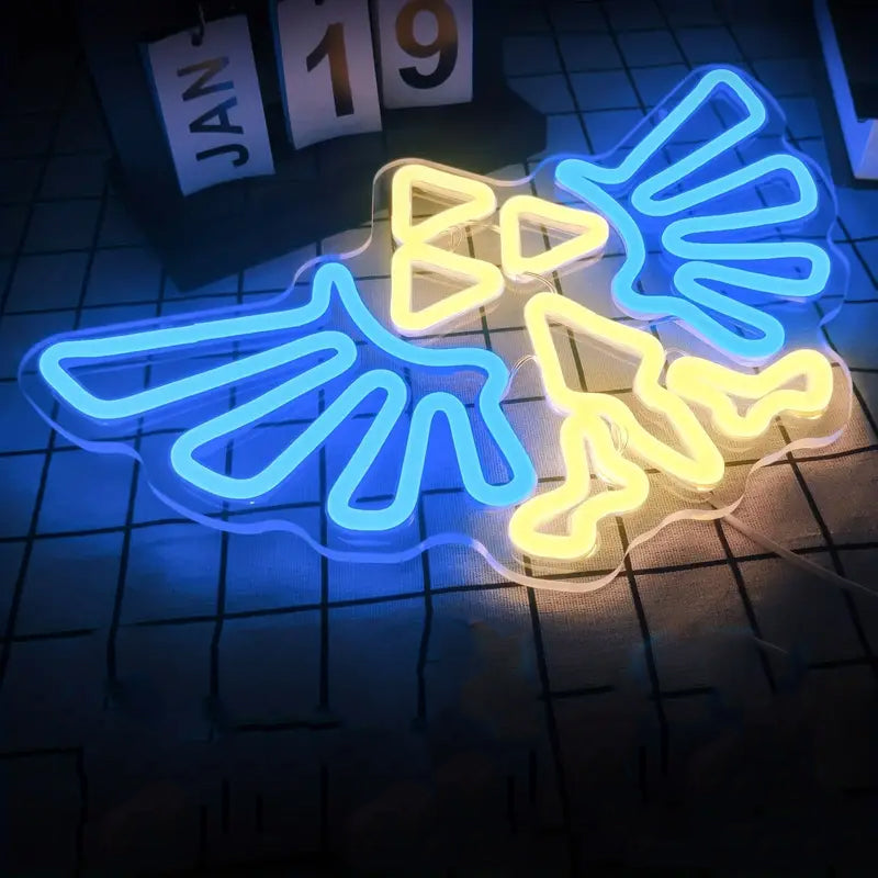 Wings LED Neon Sign Light - Blue and Yellow