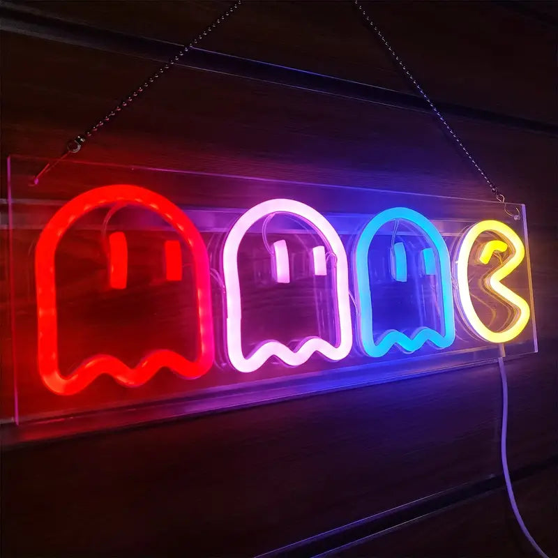 Pac-Man LED neon sign light ghost