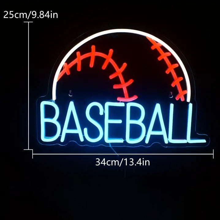 Baseball LED Neon Sign with dimension information