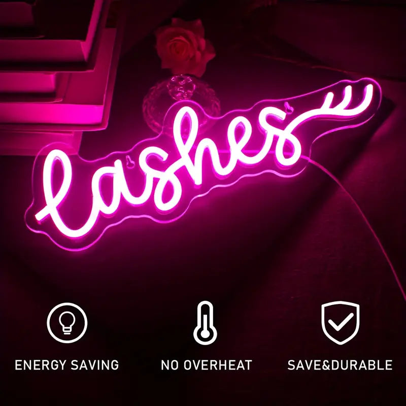 Pink neon lashes sign, energy saving, no overheat, durable.