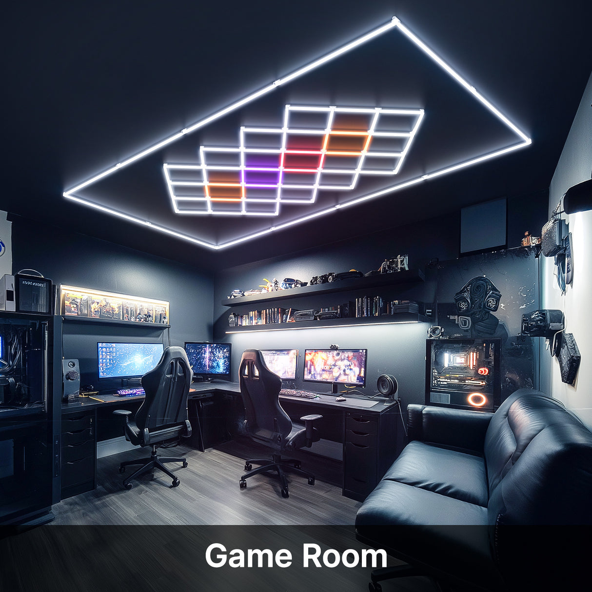 Hexagon LED lights - game room
