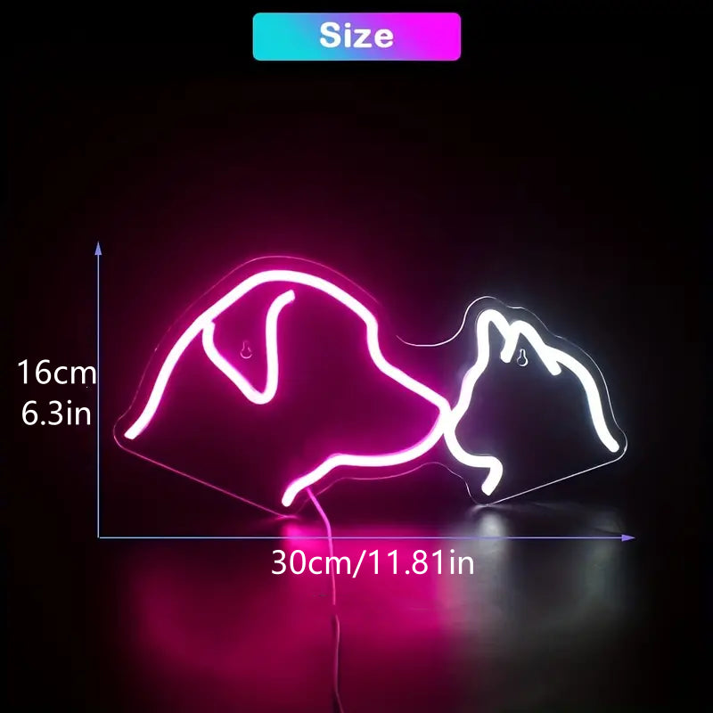 Dog and Cat LED Neon Sign Light Size Details