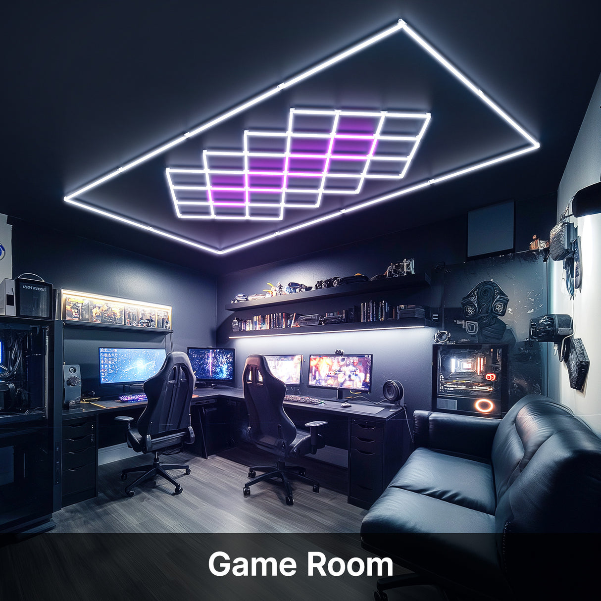 Hex LED lighting - game room