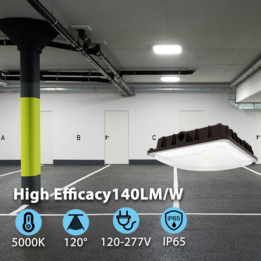 LED Canopy Light in a parking garage, High Efficacy 140LM/W