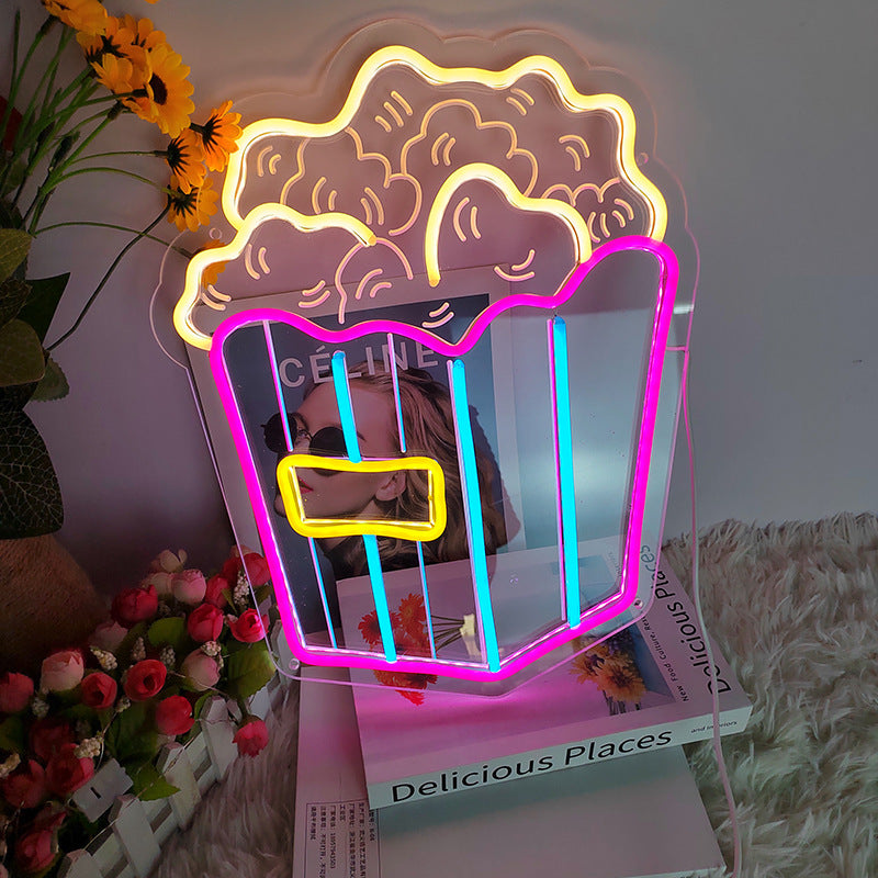 Popcorn neon light sign for home decor
