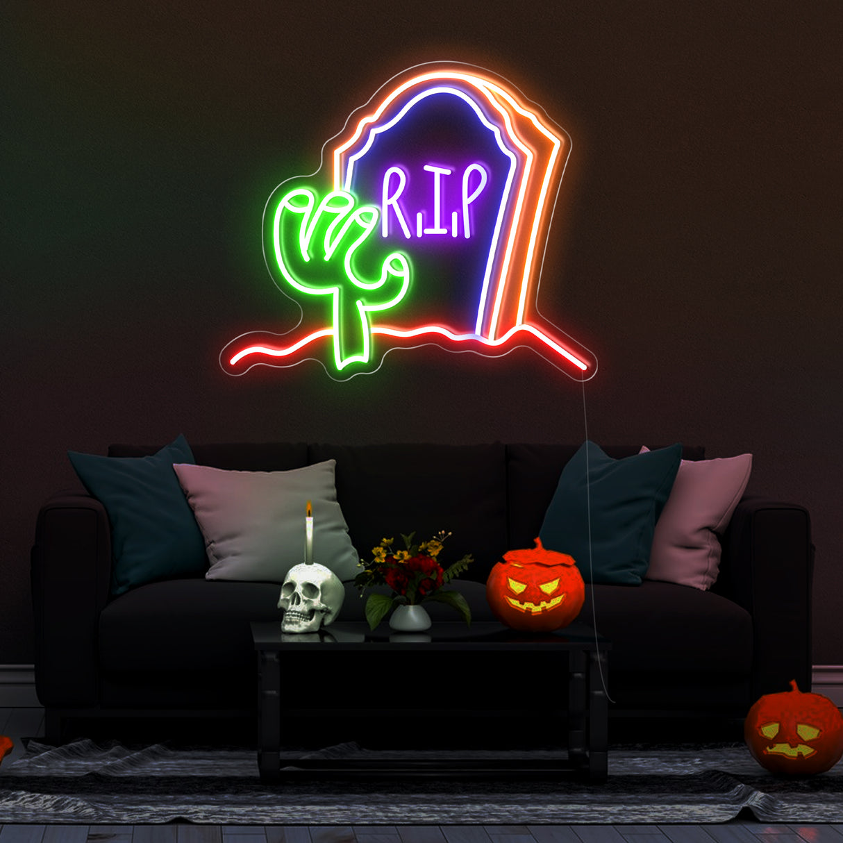 R.I.P LED Neon Sign Light for Halloween decor