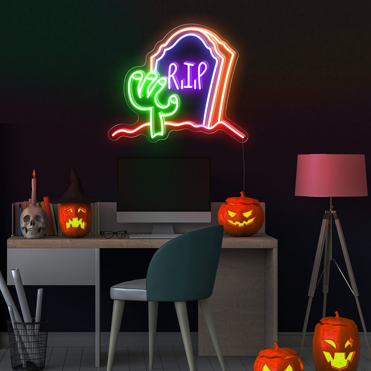 R.I.P LED Neon Sign Halloween Decoration