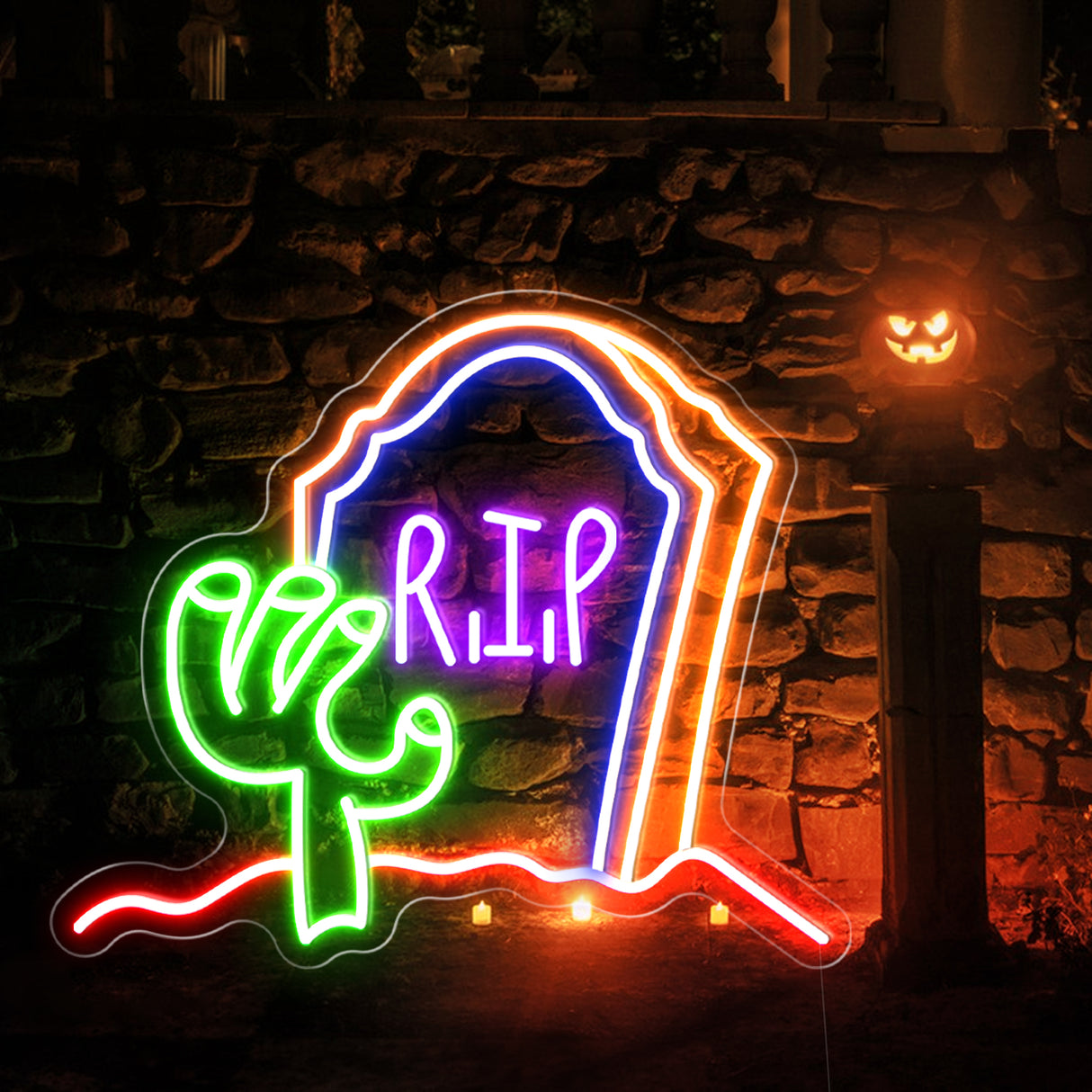 R.I.P LED Neon Sign, Halloween Decoration