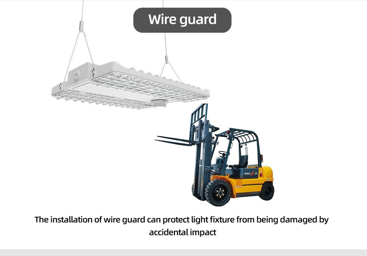 Wire guard protects light fixture from impact
