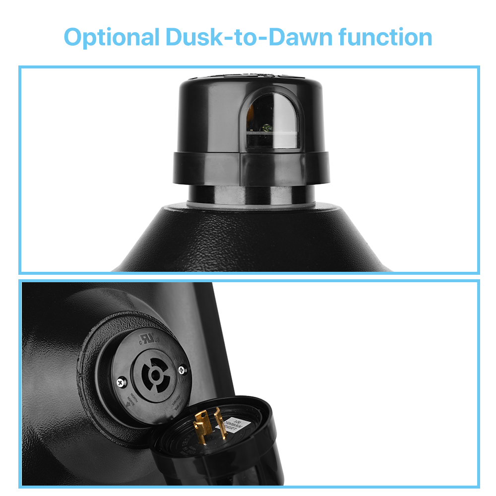 TP350 Series Post Top Light - Dusk-to-Dawn sensor and power connection