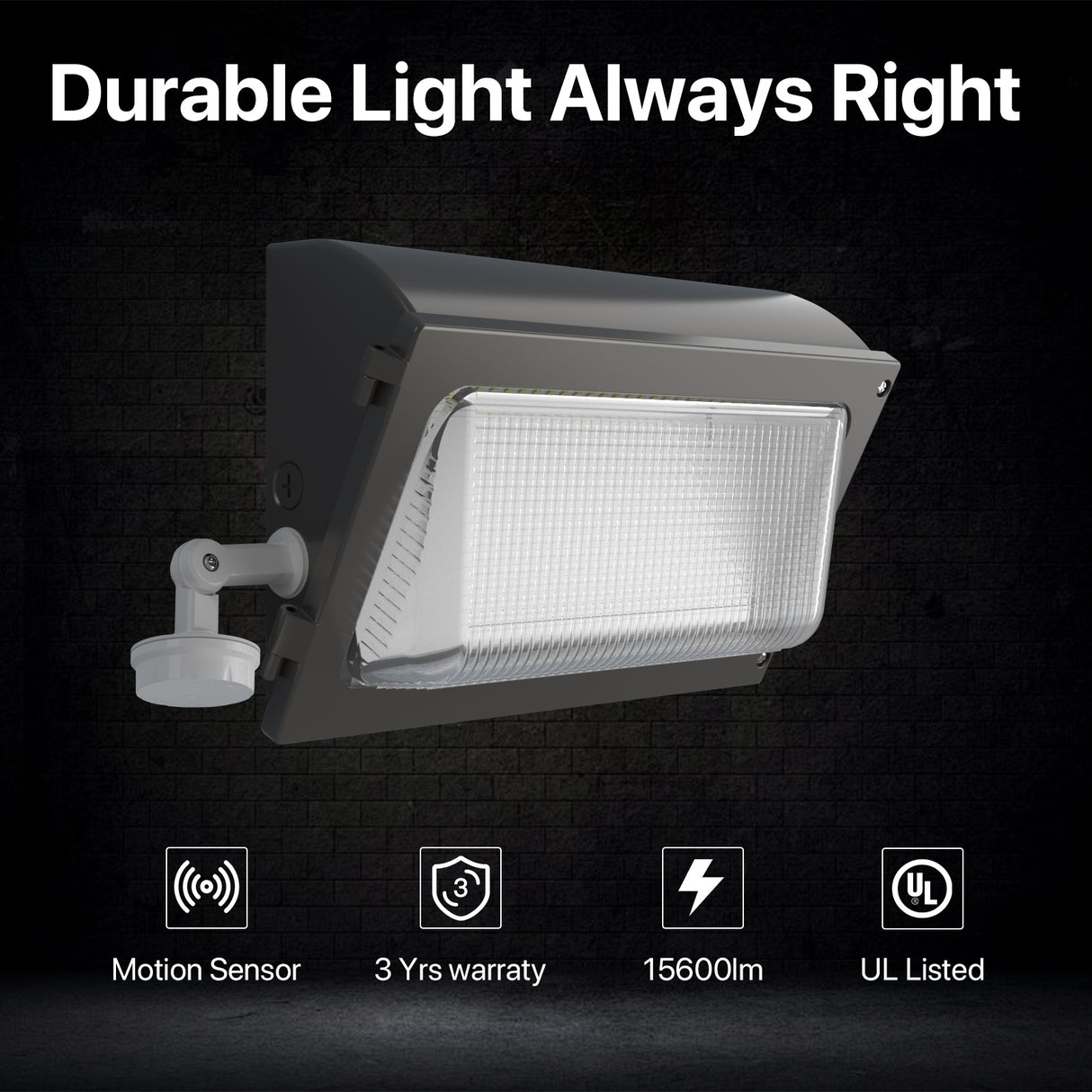 Oval series wall pack light with motion sensor and 15600lm, Durable Light Always Right