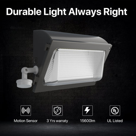 Oval series wall pack light with motion sensor and 15600lm, Durable Light Always Right