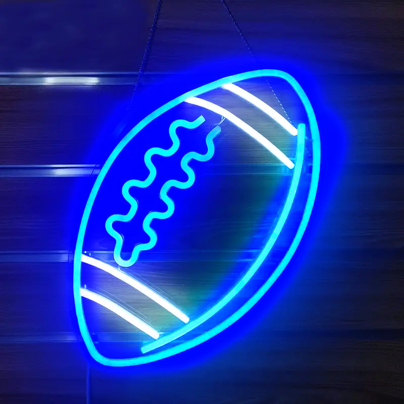 Blue neon football LED sign light for bar or game room