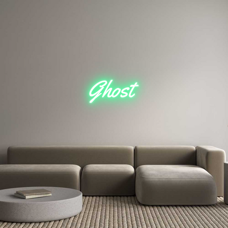 Green neon Ghost sign on a wall
