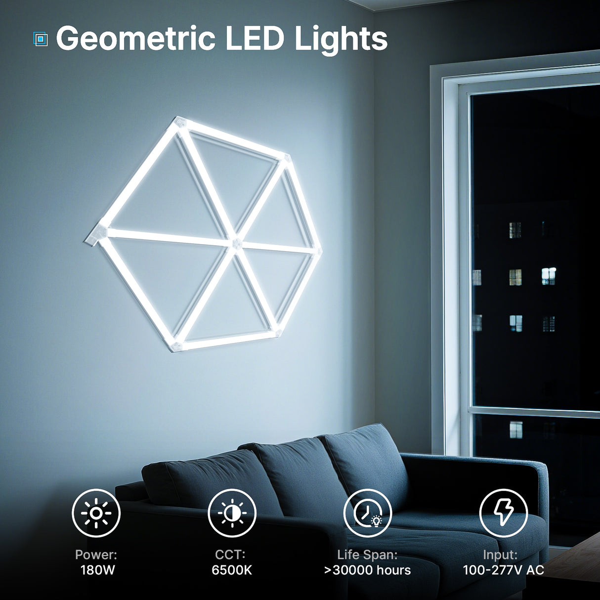 Hyperlite geometric LED light wall display