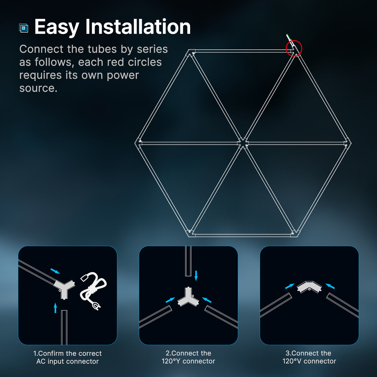 Geometric LED light ceiling installation