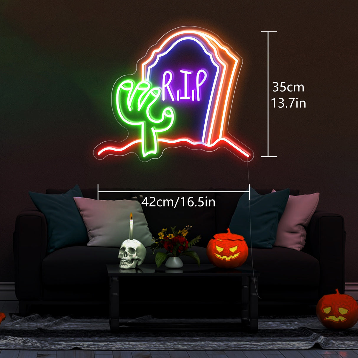 R.I.P LED Neon Sign Light Halloween decor