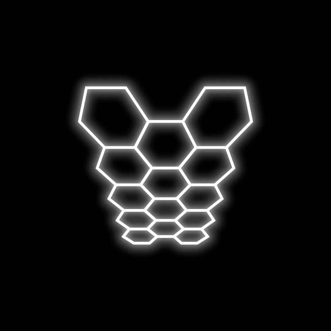 Hexagon garage light 14 Grids design, black background