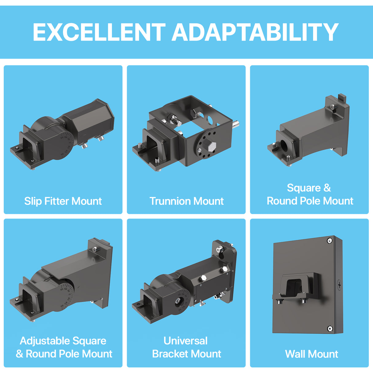 XALH Series parking lot light Adaptable Mounting Options