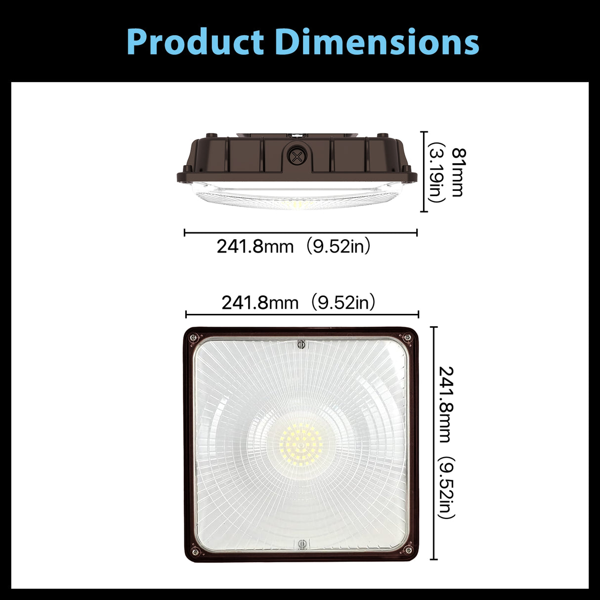 Hyperlite LED Canopy Light - Product Dimensions