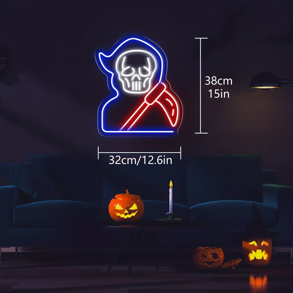 Grim Reaper Neon Sign for Halloween - Indoor Halloween Decor