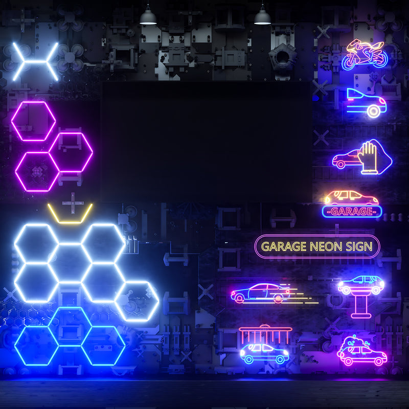 Hyperlite offers service for custom hexagon garage light and neon sign light