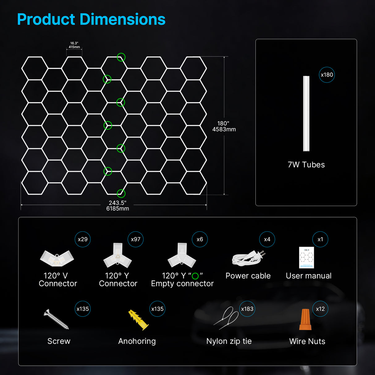 Hyperlite Hexagon Garage Lights Gen 2 - 50 Grid