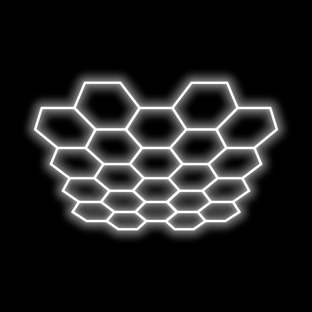 Glowing hexagon garage lights pattern