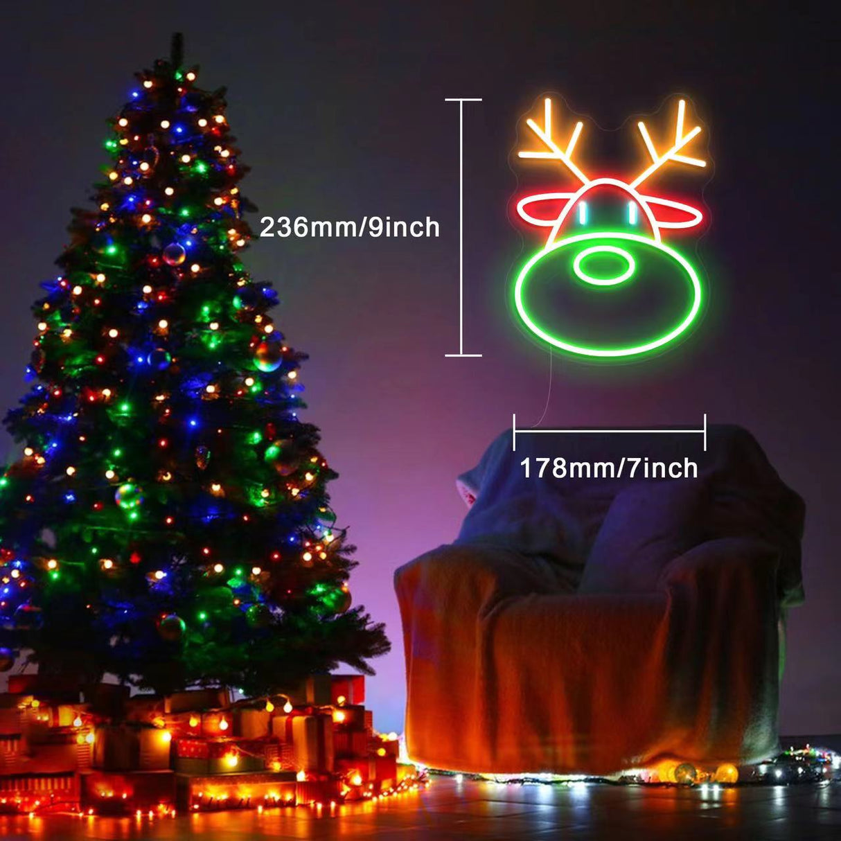Reindeer Christmas LED Neon Sign product image