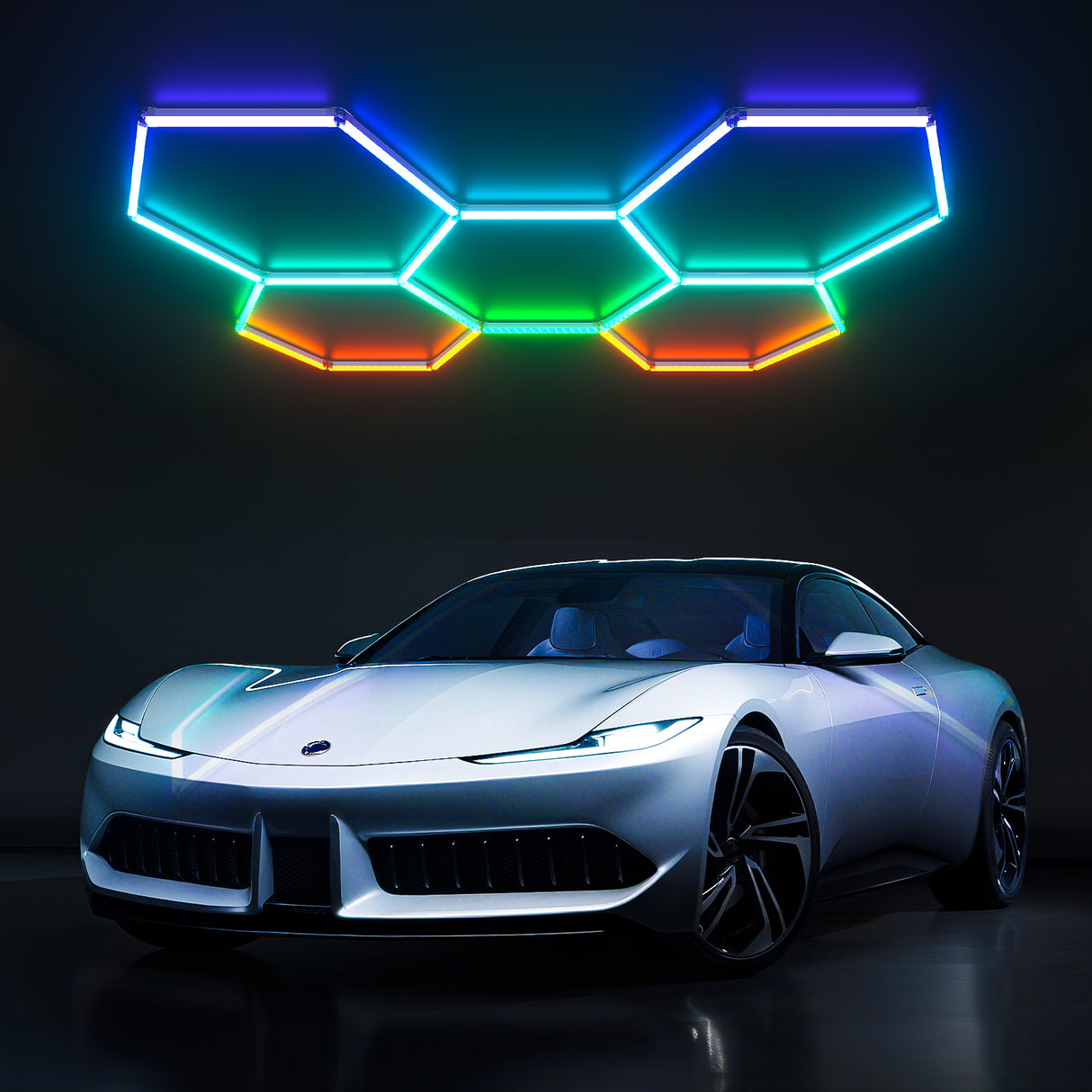 Hyperlite RGB hexagon garage lights