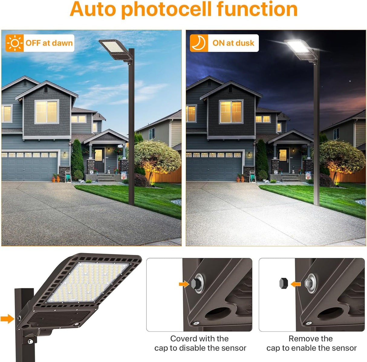 LED Parking Lot Light - Cobra Series, 60000lumens, 5000K, 100-277V, Dusk to Dawn, Commercial Lights for Stadium, Roadway