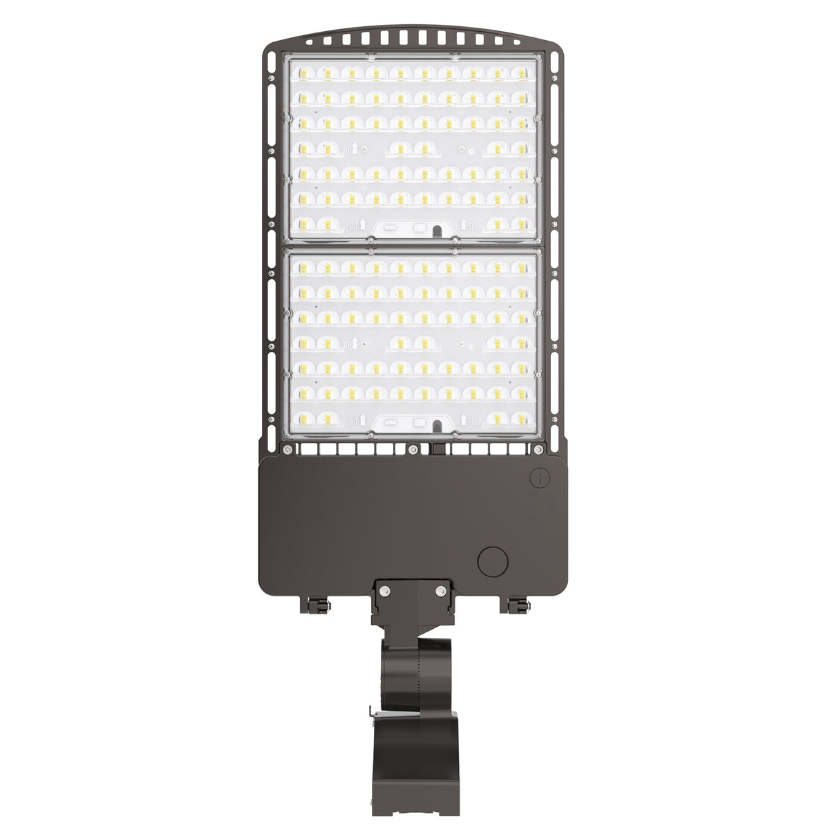 Die-cast aluminum parking lot LED light fixture, adjustable wattage and CCT