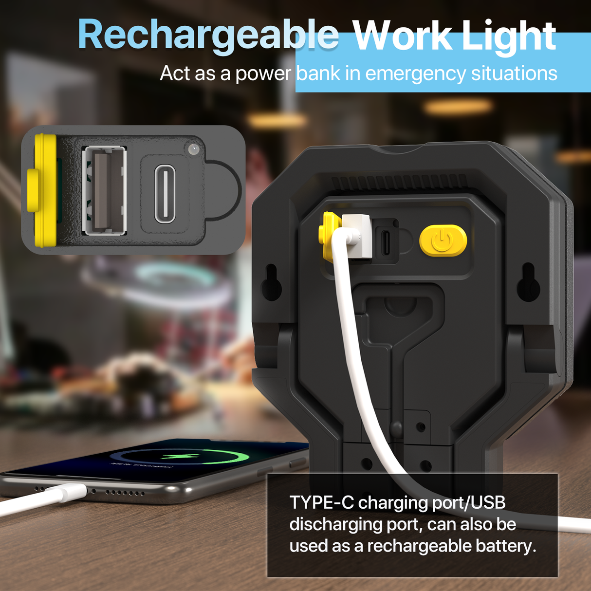 Hyperlite Rechargeable Work Light with power bank function