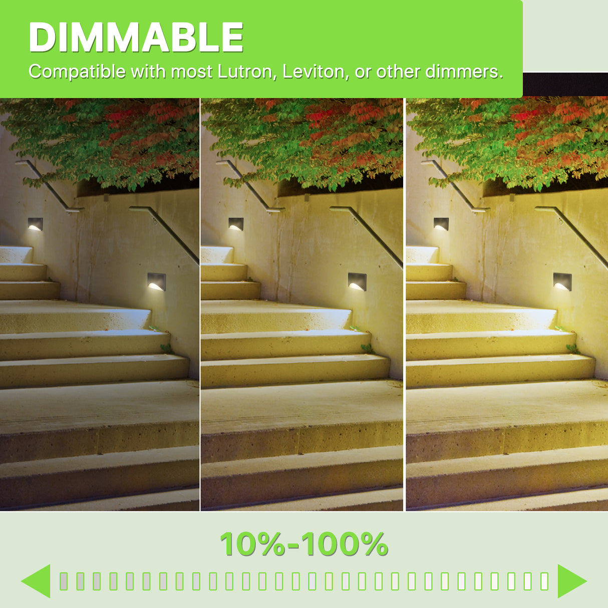 Glitgate Step Lights, dimmable from 10% to 100%